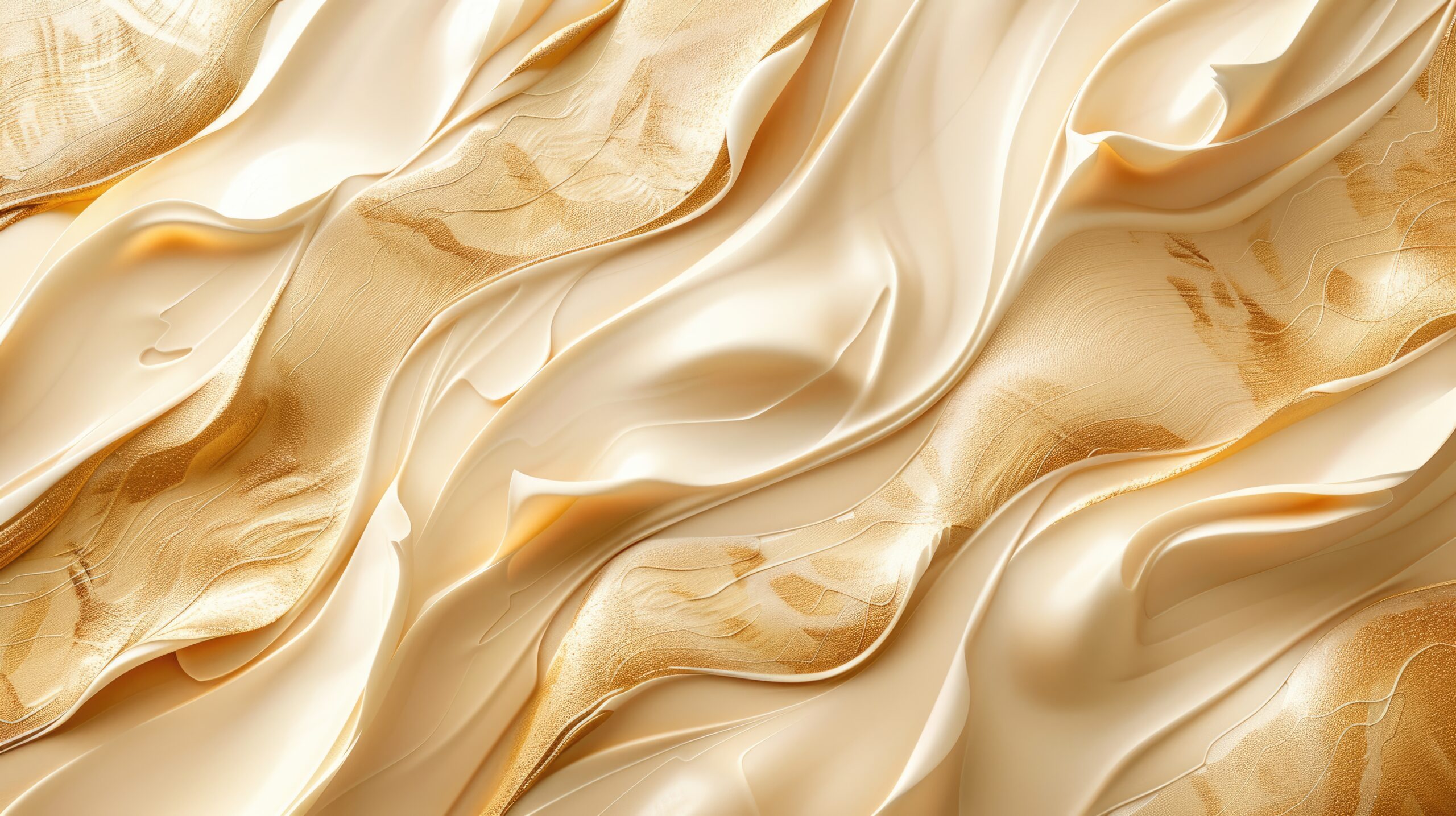 Abstract mousse texture with elegant golden silk ethnic geometry ornament brush strokes fawn hues lacy vanilla cream backdrop